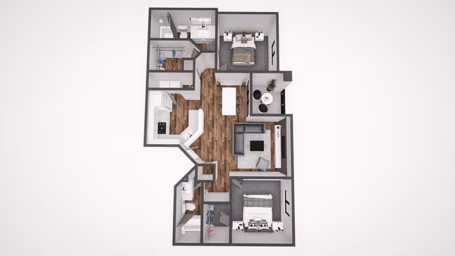 2 Beds • 2 Bath 2017 floor plan